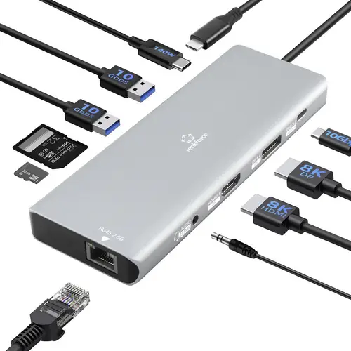 Renkforce USB-C® Dockingstation RF-DKS-905 10-in-1 8K PD 3.1 Passend für Marke Dockingstations: Uni Renkforce USB-C® Dockingstation RF-DKS-905 10-in-1 8K PD 3.1 Passend für Marke Dockingstations: Uni