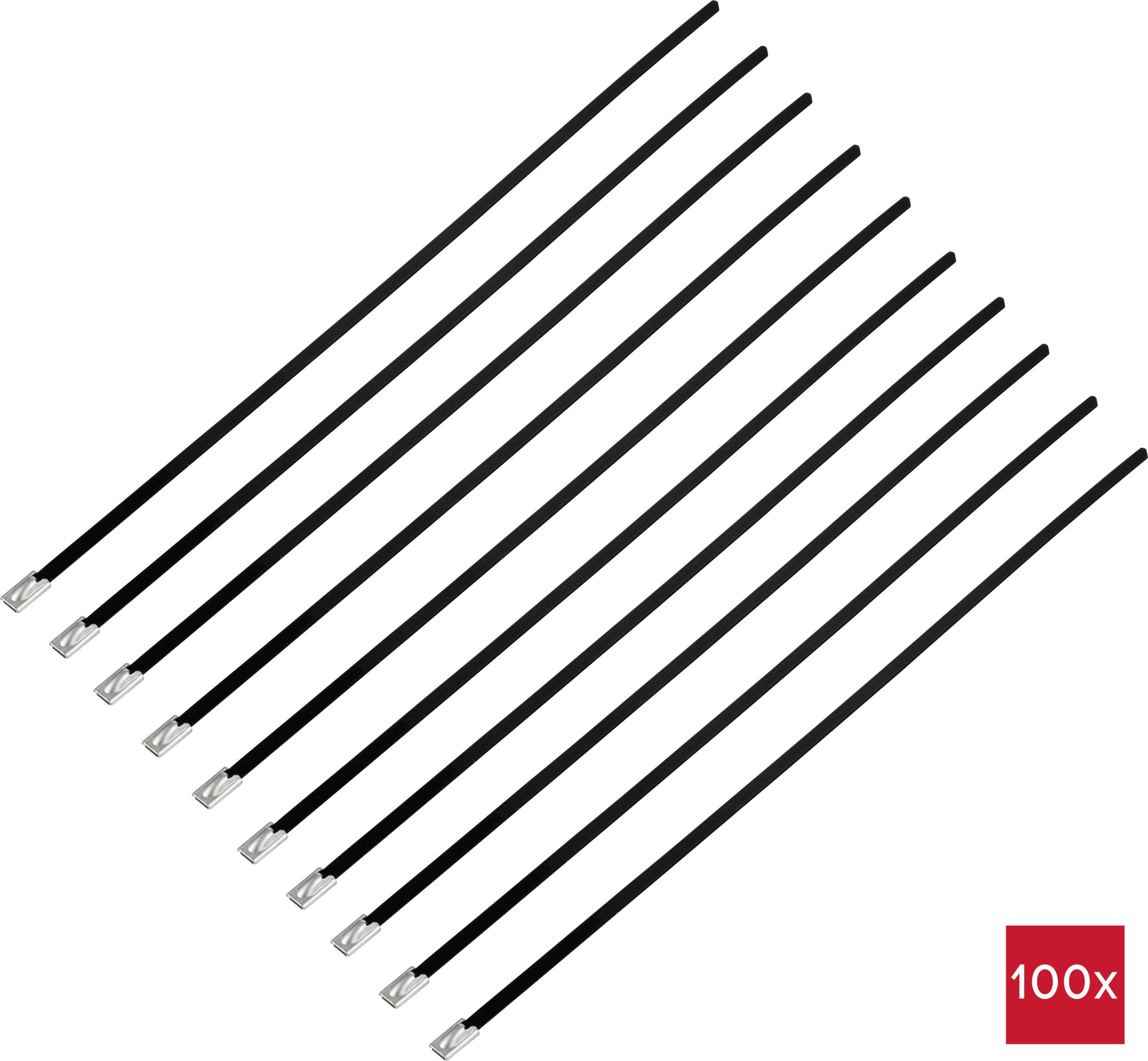 TRU COMPONENTS TC-12656596 Stahlkabelbinder 290mm 4.6mm AISI 316 mit Beschichtung 100St.