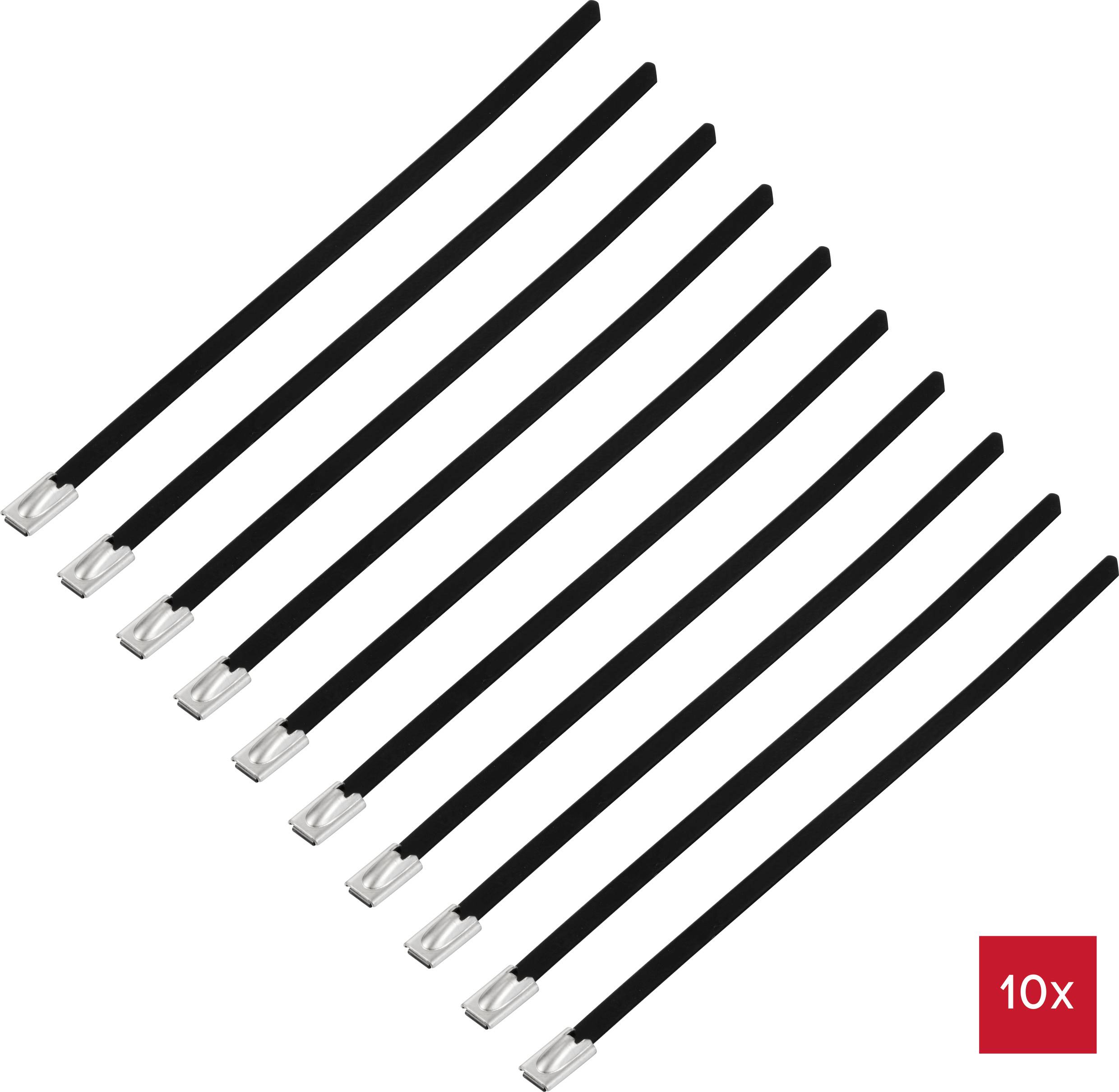 TRU COMPONENTS TC-12656664 Stahlkabelbinder 150mm 4.6mm AISI 316 mit Beschichtung 10St.