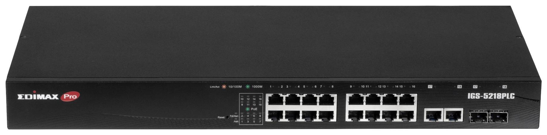 EDIMAX IGS-5218PLC Industrial Ethernet Switch 16 + 2 Port 3600MBit/s PoE-Funktion