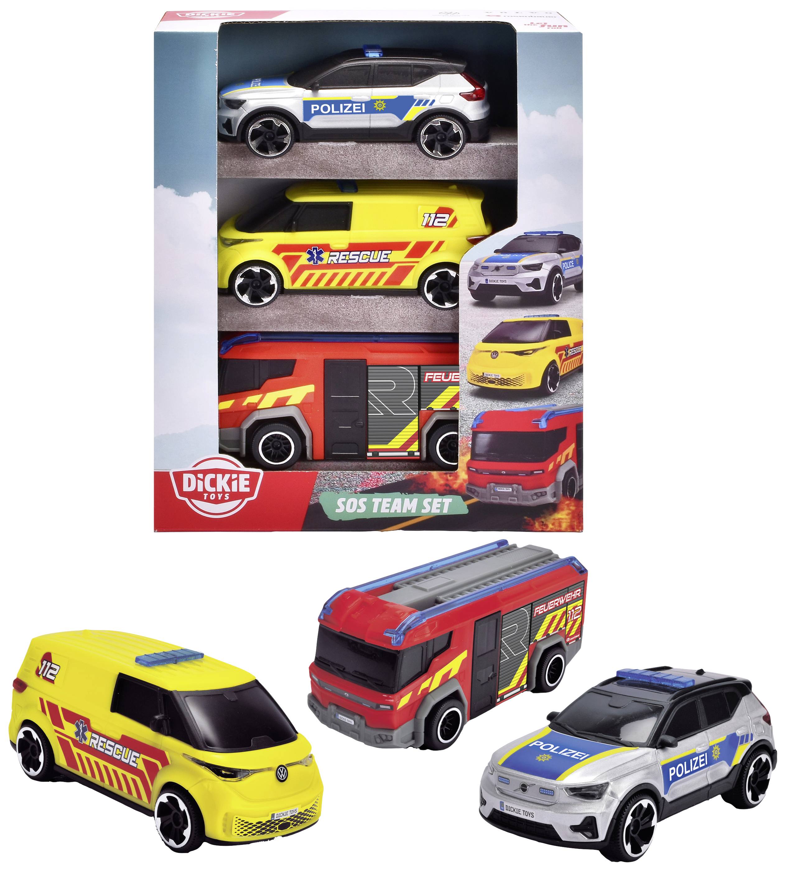 Dickie Toys Einsatzfahrzeug Modell SOS Team Fertigmodell Einsatzfahrzeug Modell
