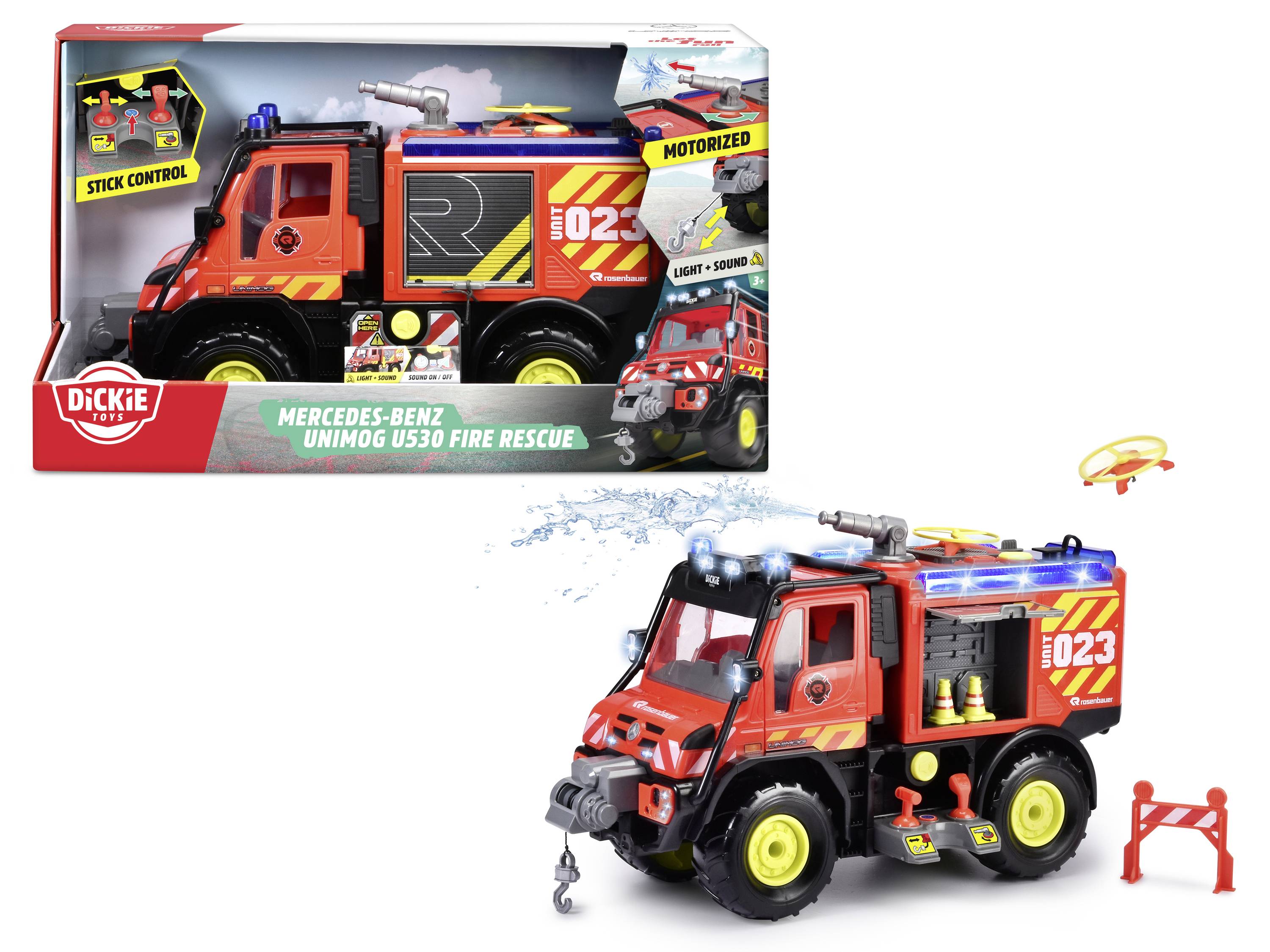 Dickie Toys Einsatzfahrzeug Modell Mercedes Benz Unimog U530 Fire Rescue Fertigmodell Einsatzfahrzeug Modell