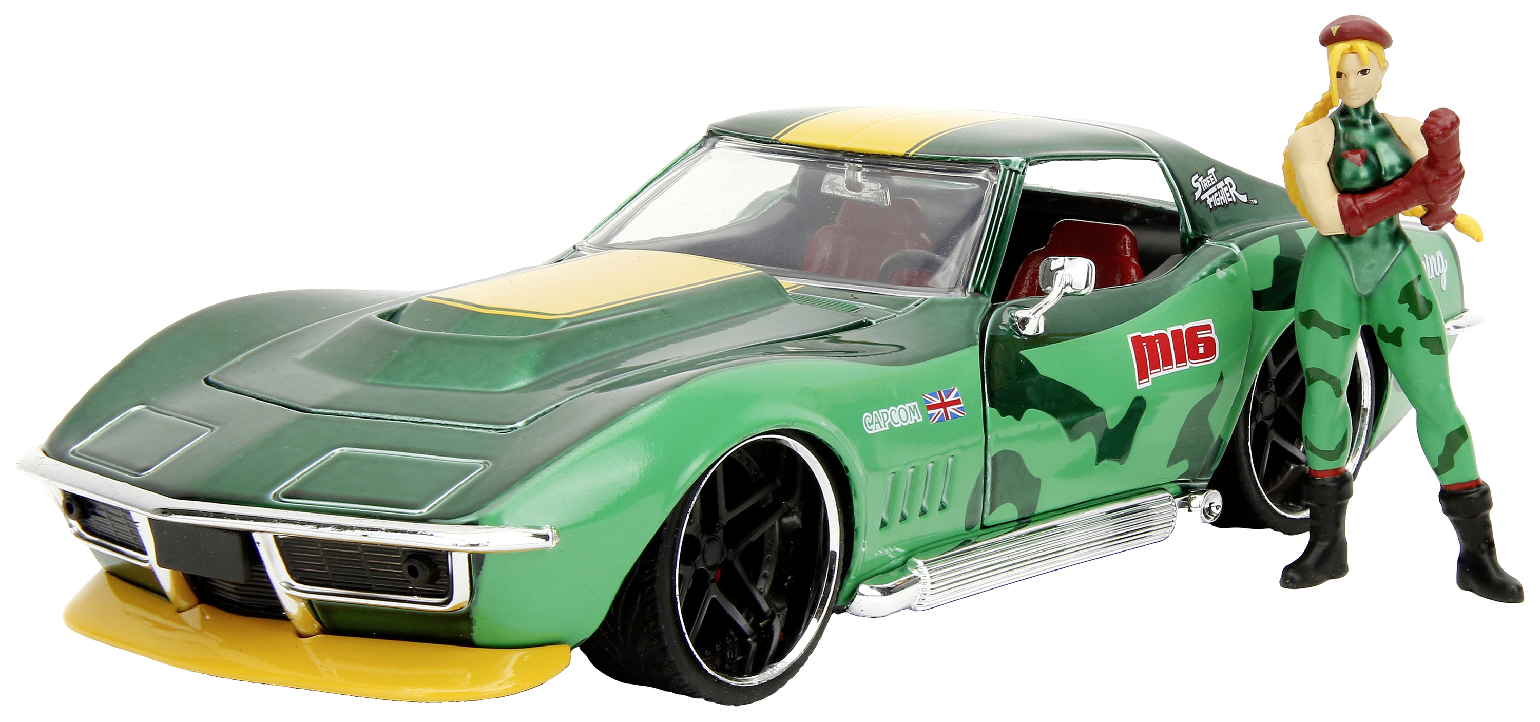 JADA TOYS Street Fighter 1969 Chevrolet Corvette Stingray ZL1 mit Cammy White Figur Fertigmodell PKW Modell