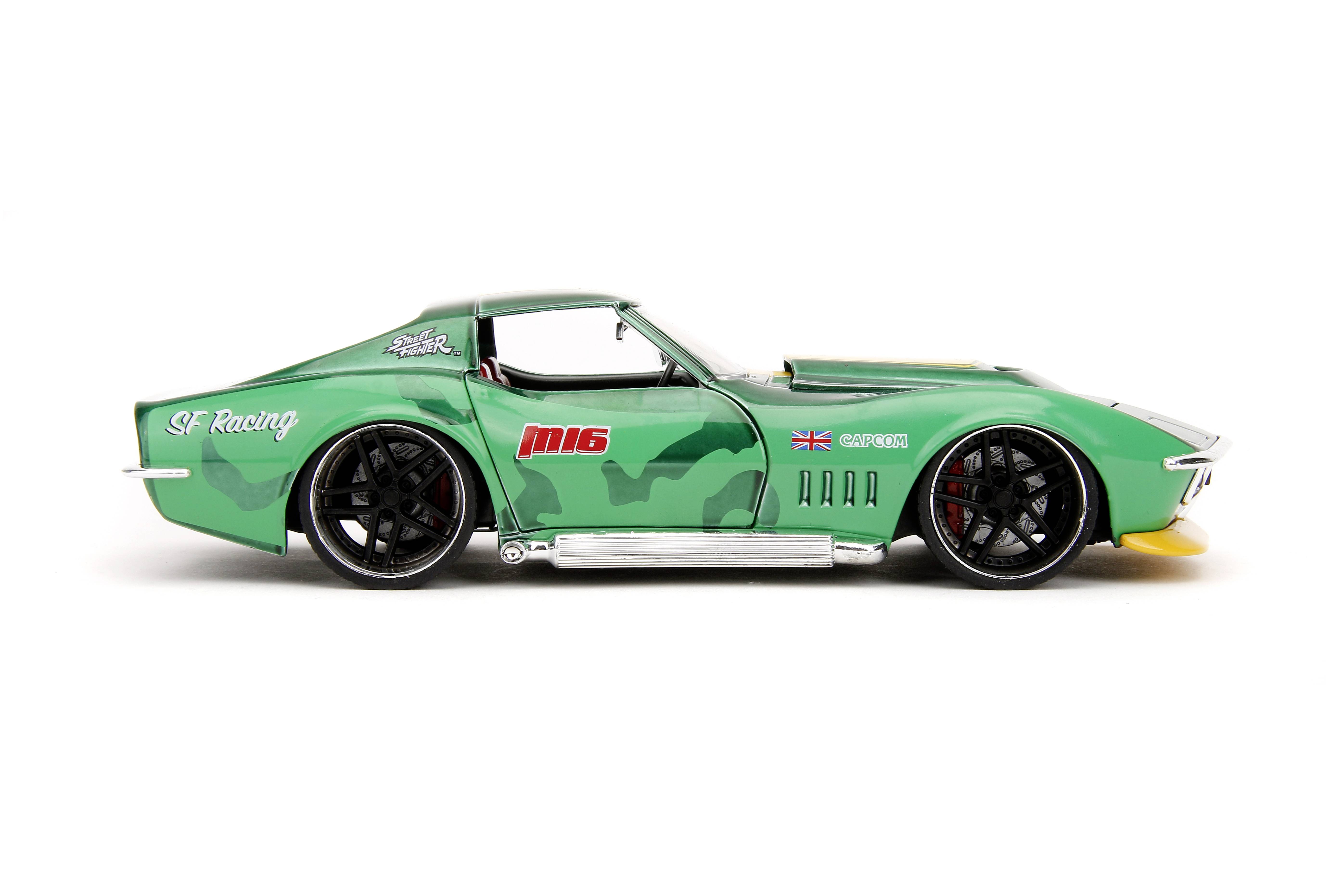 JADA TOYS Street Fighter 1969 Chevrolet Corvette Stingray ZL1 mit Cammy White Figur Fertigmodell PKW Modell