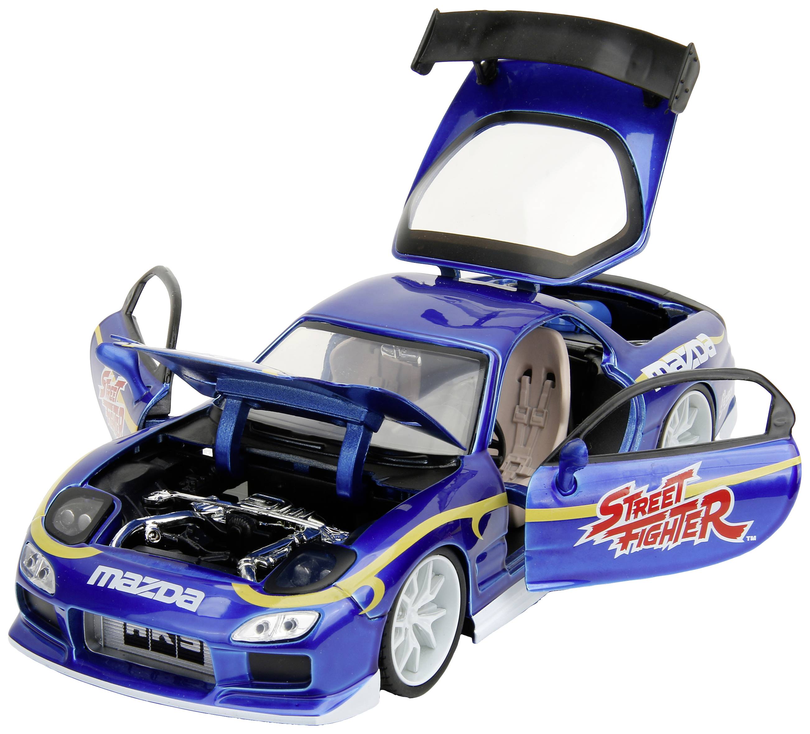 JADA TOYS Street Fighter 1993 Mazda RX7 mit Chun-Li Figur Fertigmodell PKW Modell