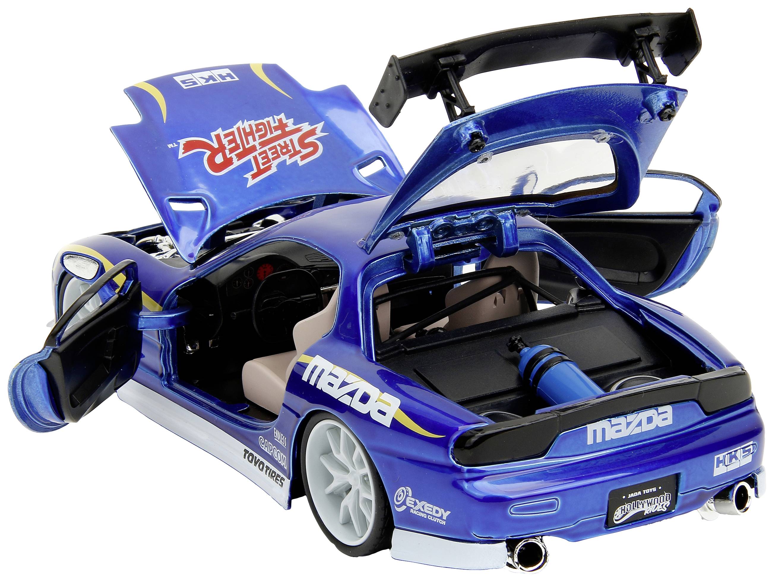 JADA TOYS Street Fighter 1993 Mazda RX7 mit Chun-Li Figur Fertigmodell PKW Modell