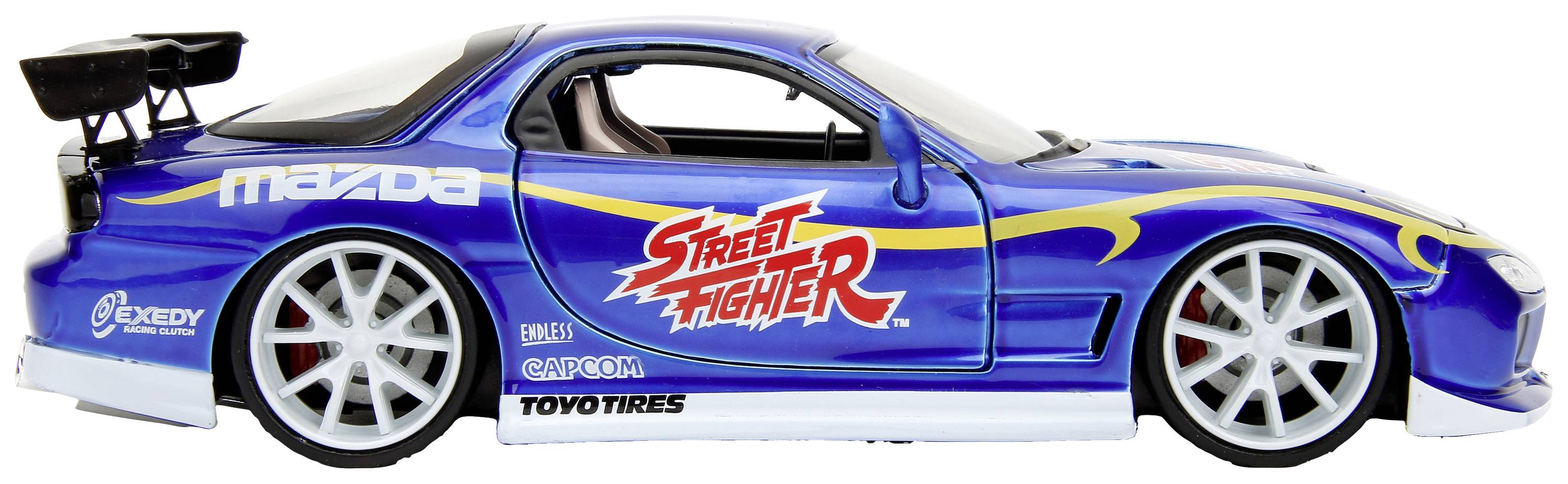 JADA TOYS Street Fighter 1993 Mazda RX7 mit Chun-Li Figur Fertigmodell PKW Modell