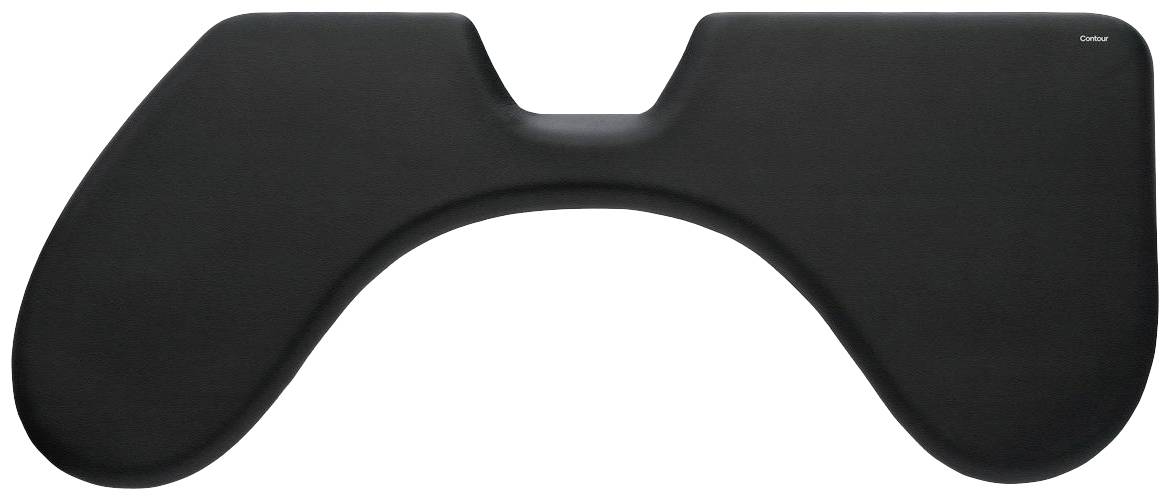 Eine schwarze ergonomische Tastatur-Handballenauflage in geschwungener Form.