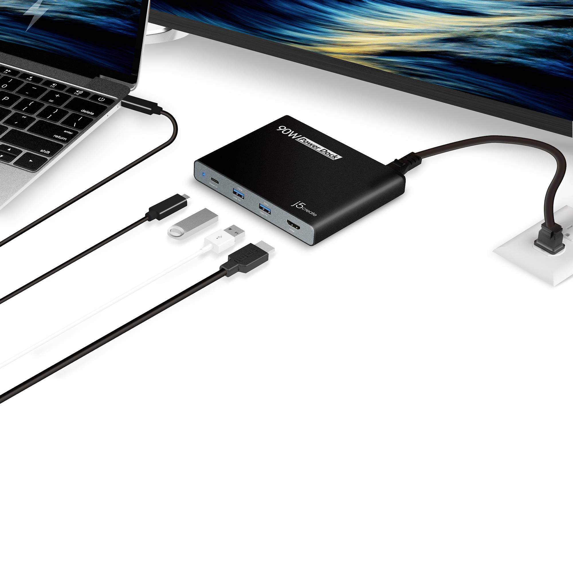 J5create USB-C® Dockingstation JCDP392-EN Passend für Marke: Universal USB-C® Power Delivery