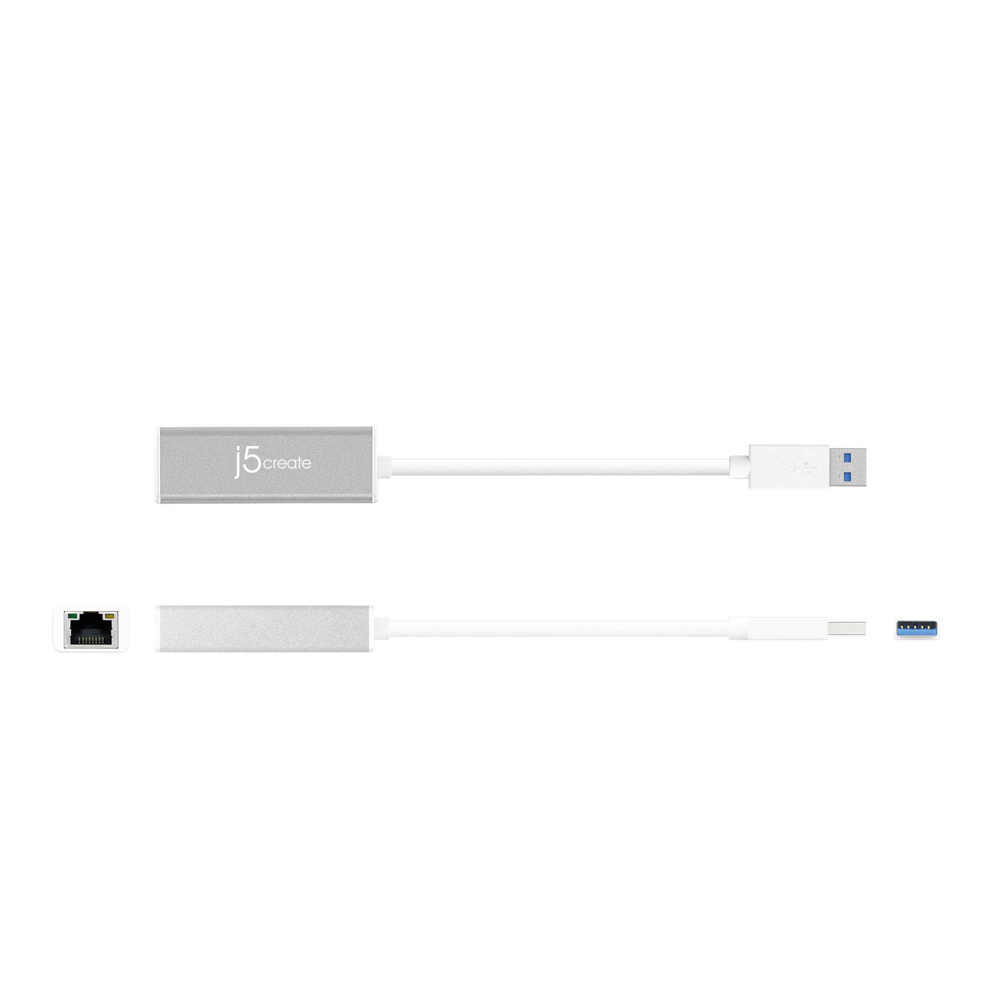 J5create USB 3.2 Gen 1 (USB 3.0) Adapter [1x USB 3.2 Gen 1 (USB 3.0) - 1x RJ45] JUE130-N