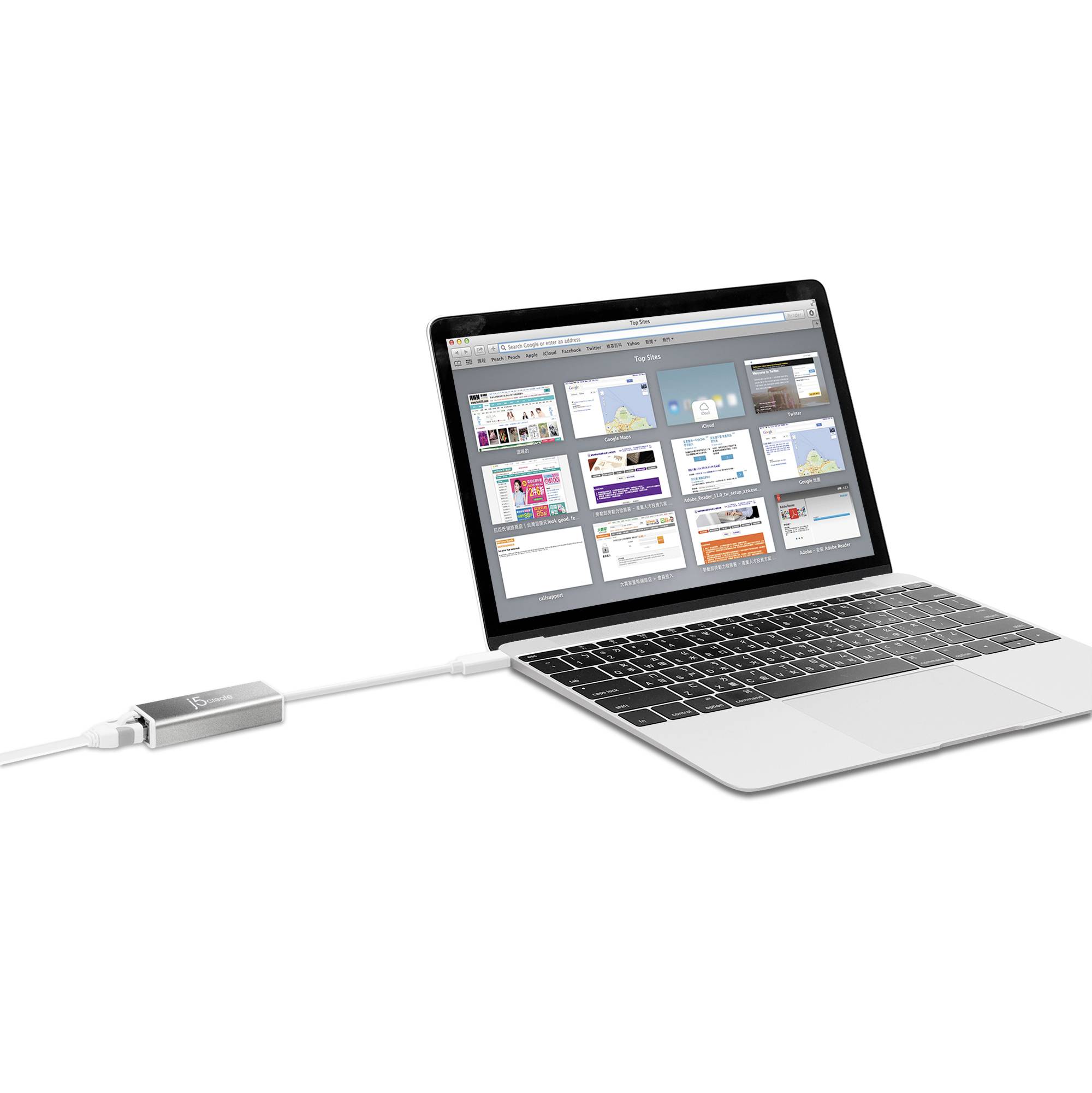 J5create USB-C® Adapter [1x USB-C® - 1x RJ45] JCE133G-N 0.1 m