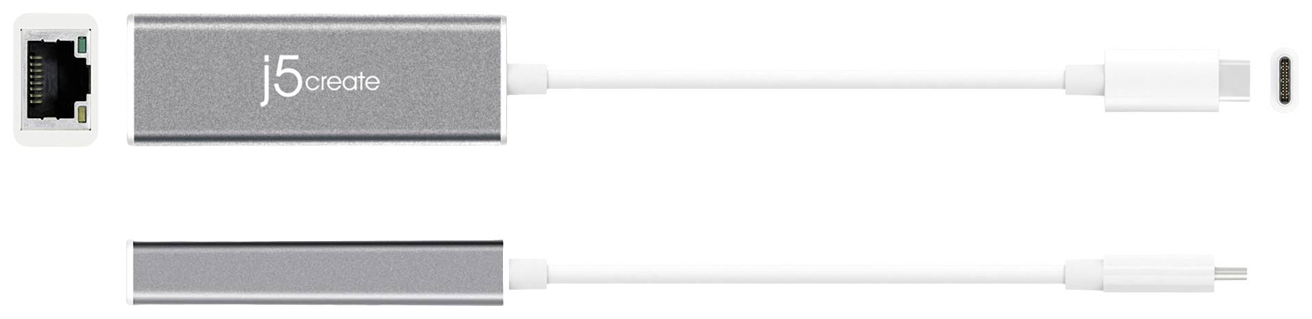 J5create USB-C® Adapter [1x USB-C® - 1x RJ45] JCE133G-N 0.1 m