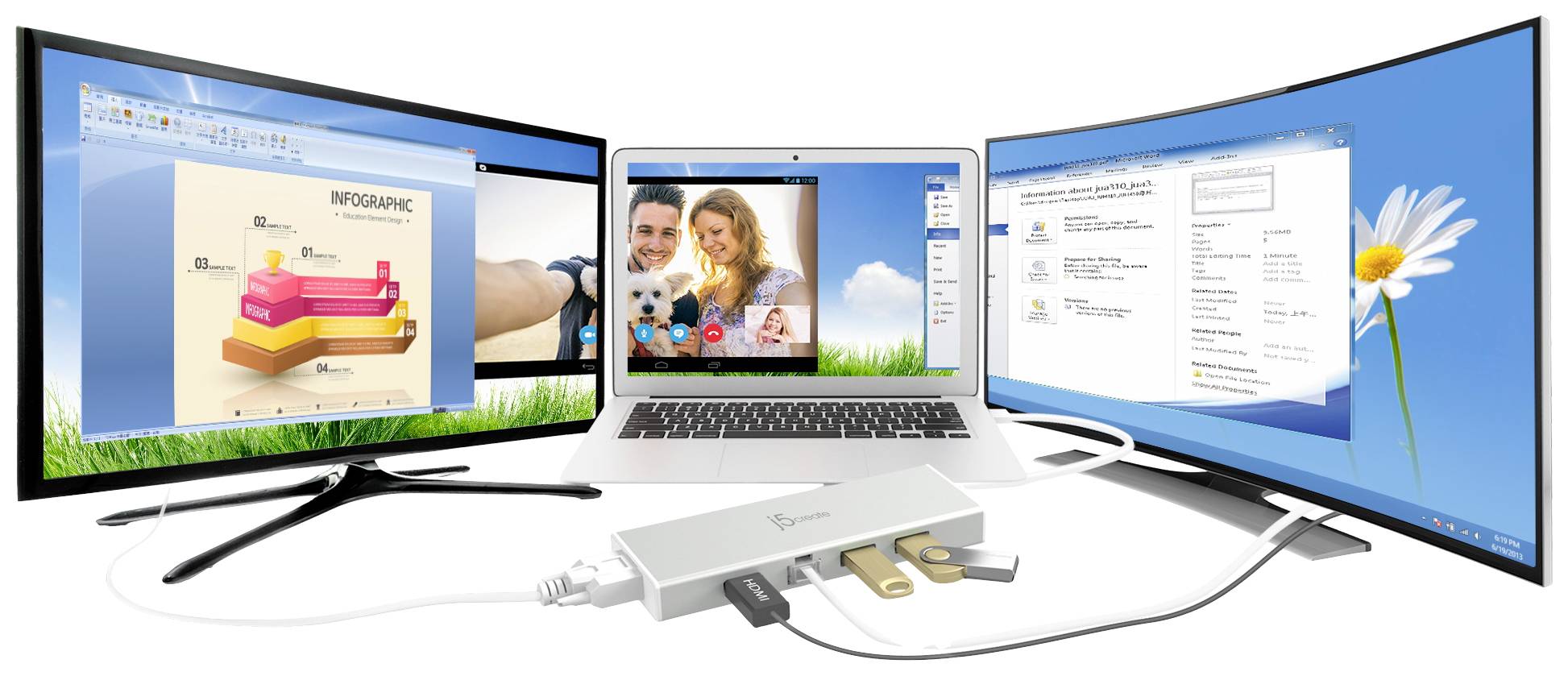 J5create Notebook Dockingstation JUD380-N Passend für Marke: Universal