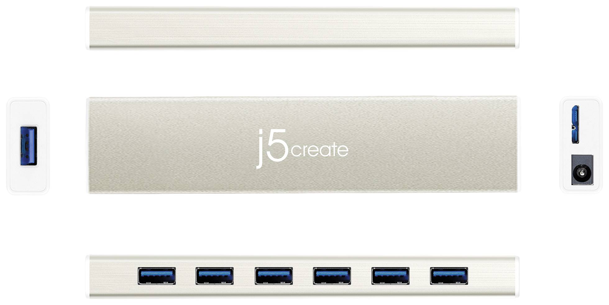 J5create JCH377-N 7 Port USB 3.2 Gen 1-Hub (USB 3.0) Silber