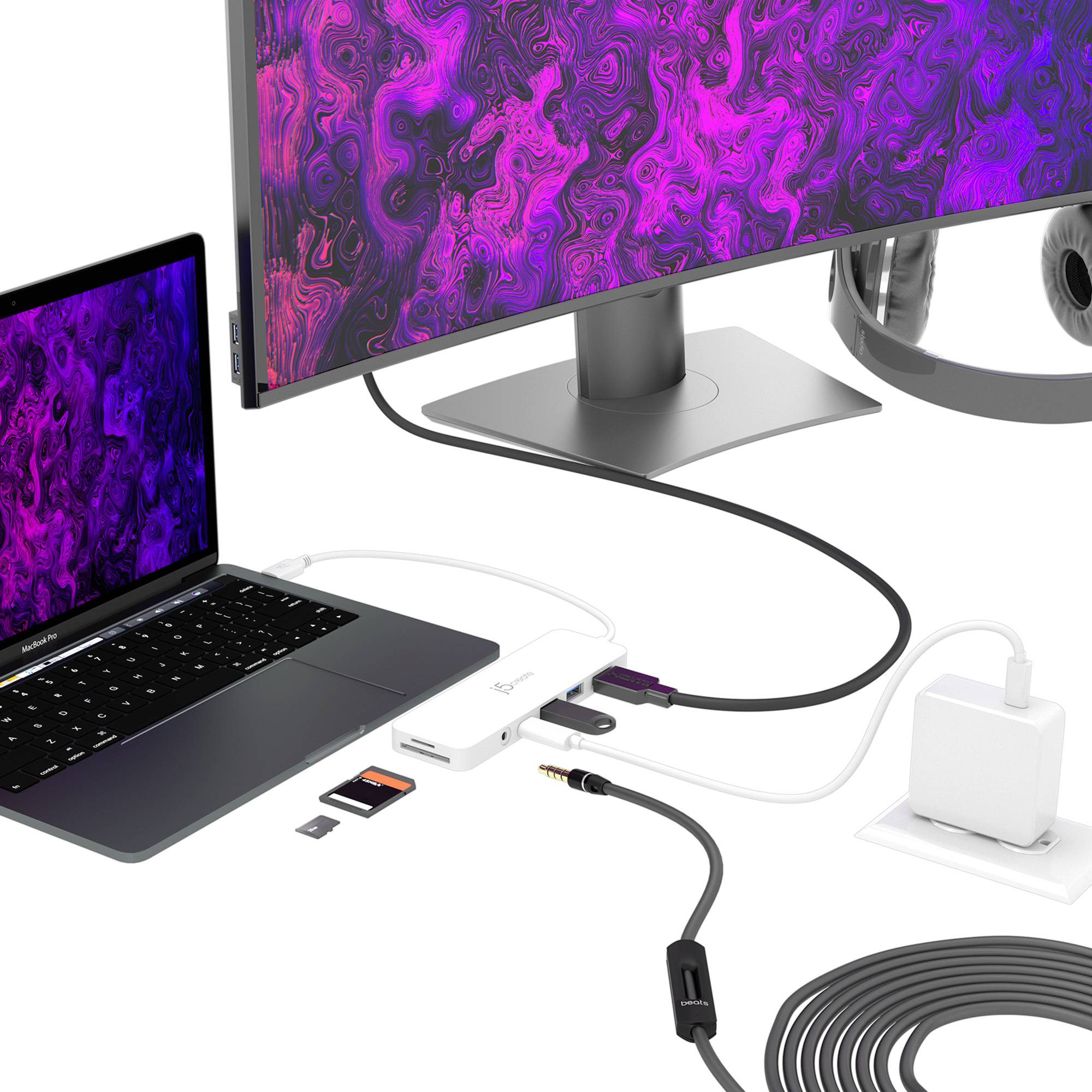 J5create USB-C® Mini-Dockingstation JCD373-N Passend für Marke: Apple integrierter Kartenleser, USB