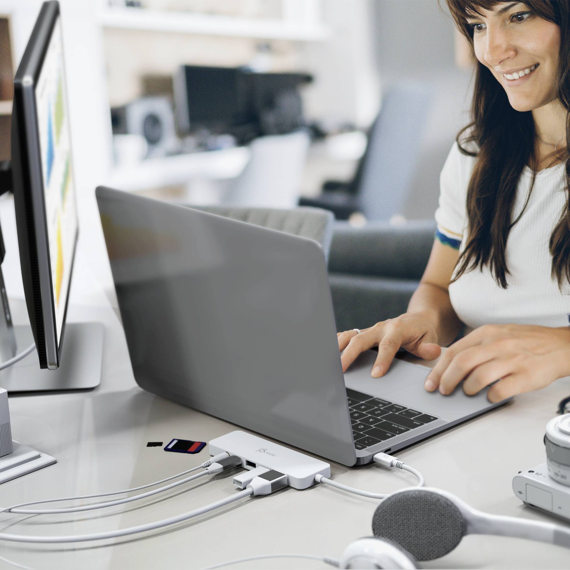 J5create USB-C® Mini-Dockingstation JCD373-N Passend für Marke: Apple integrierter Kartenleser, USB