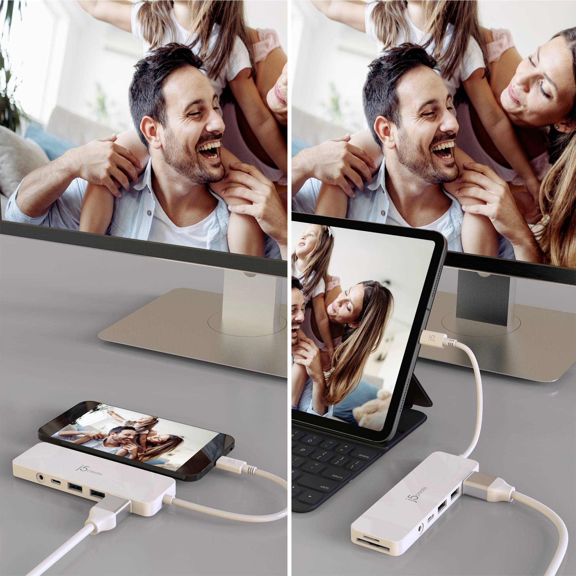 J5create USB-C® Mini-Dockingstation JCD373-N Passend für Marke: Apple integrierter Kartenleser, USB