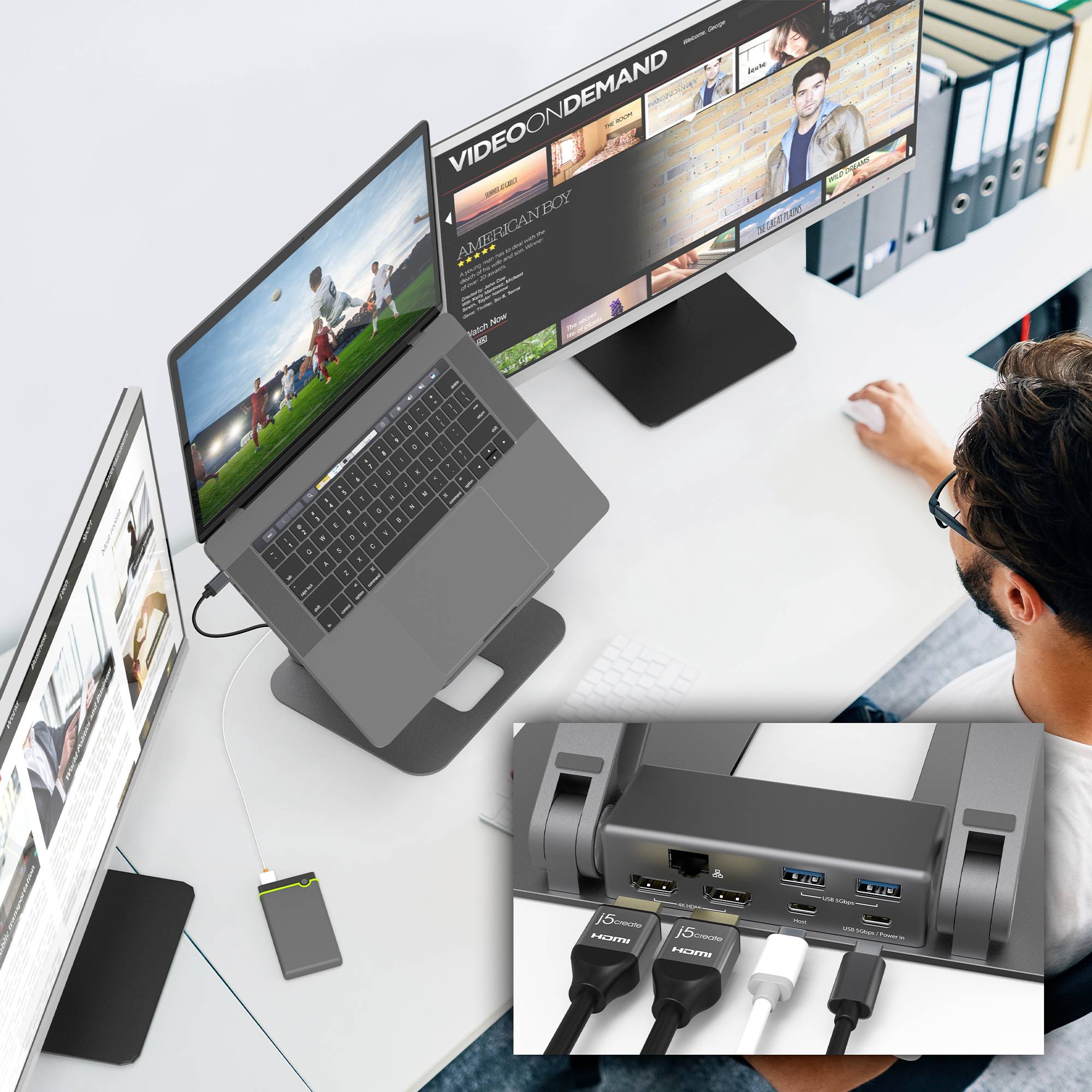 J5create USB-C® Notebook Dockingstation / Ständer JTS427-N Passend für Marke: Universal USB-C® Po