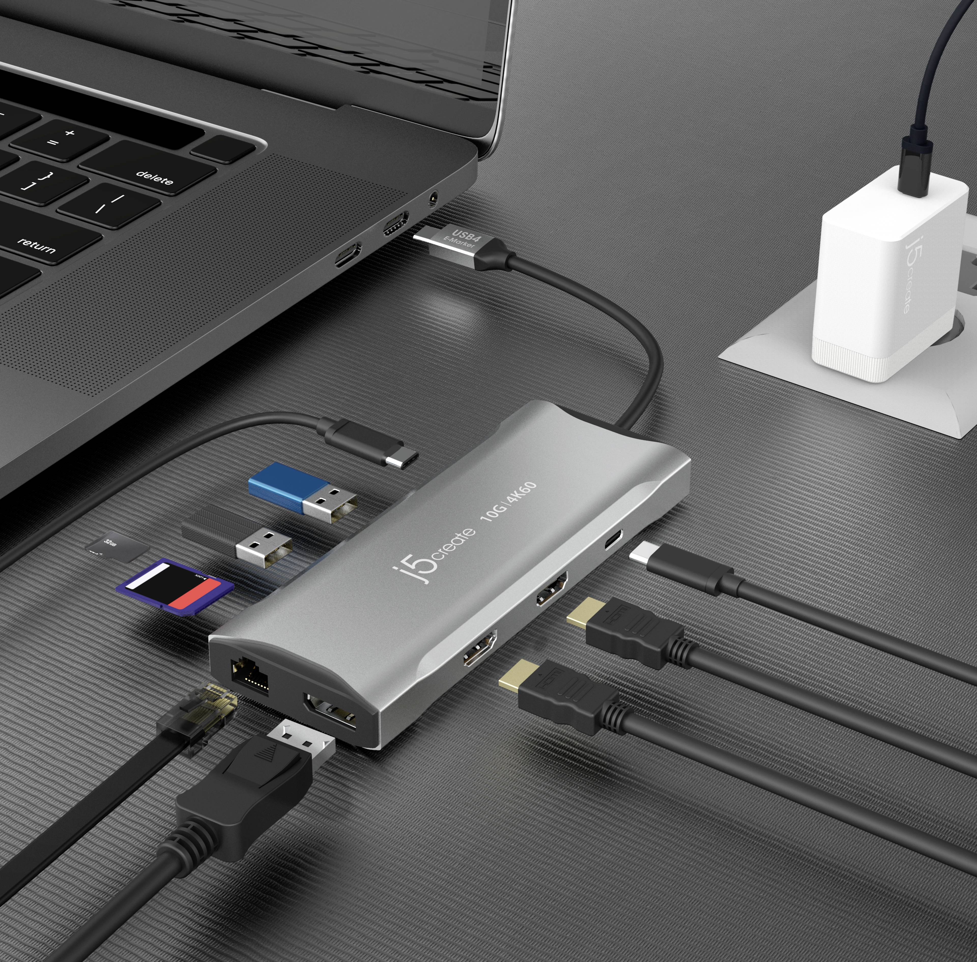 J5create USB-C® Mini-Dockingstation JCD397-N Passend für Marke: Apple, Microsoft integrierter Karte