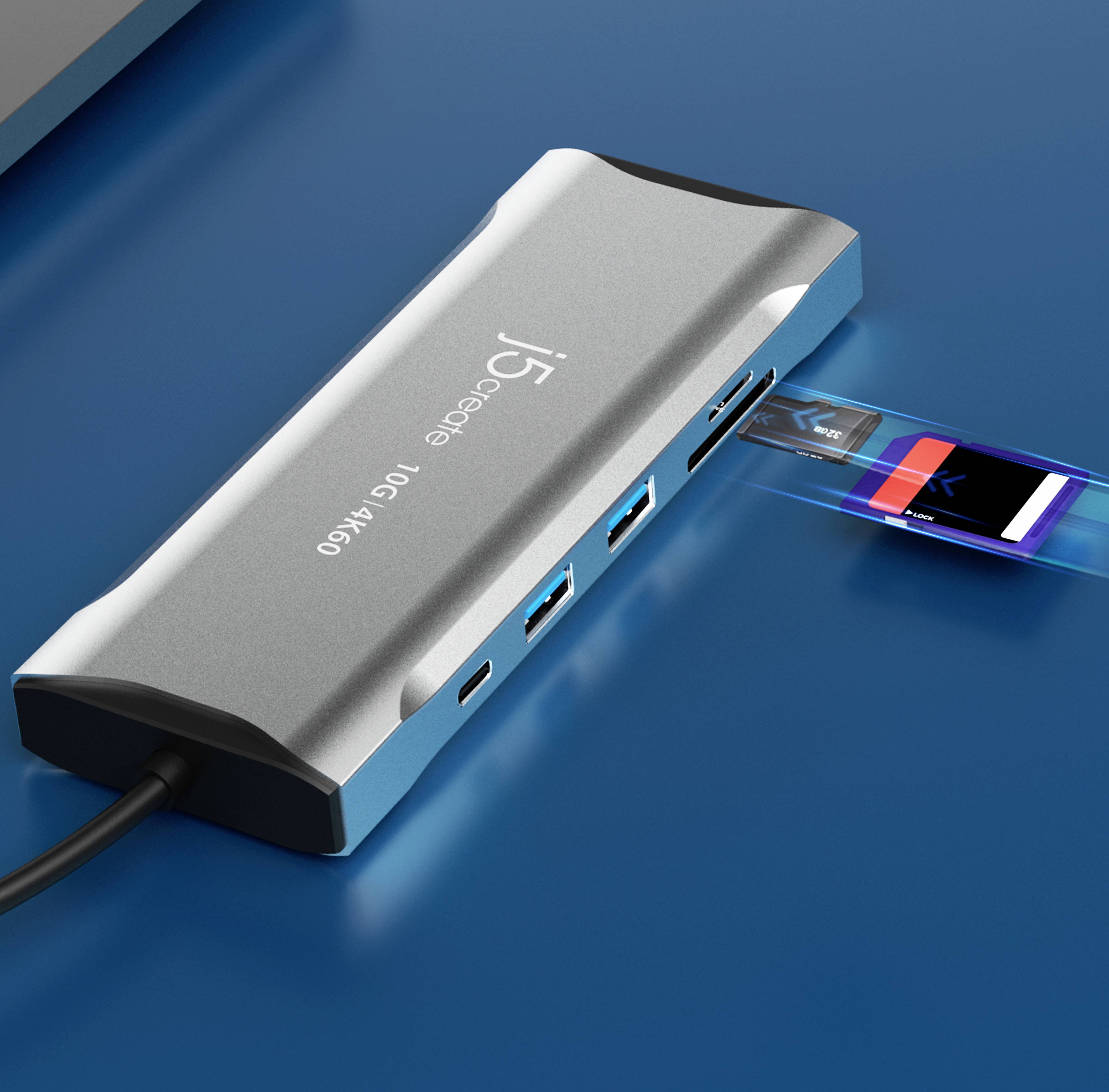 J5create USB-C® Mini-Dockingstation JCD397-N Passend für Marke: Apple, Microsoft integrierter Karte