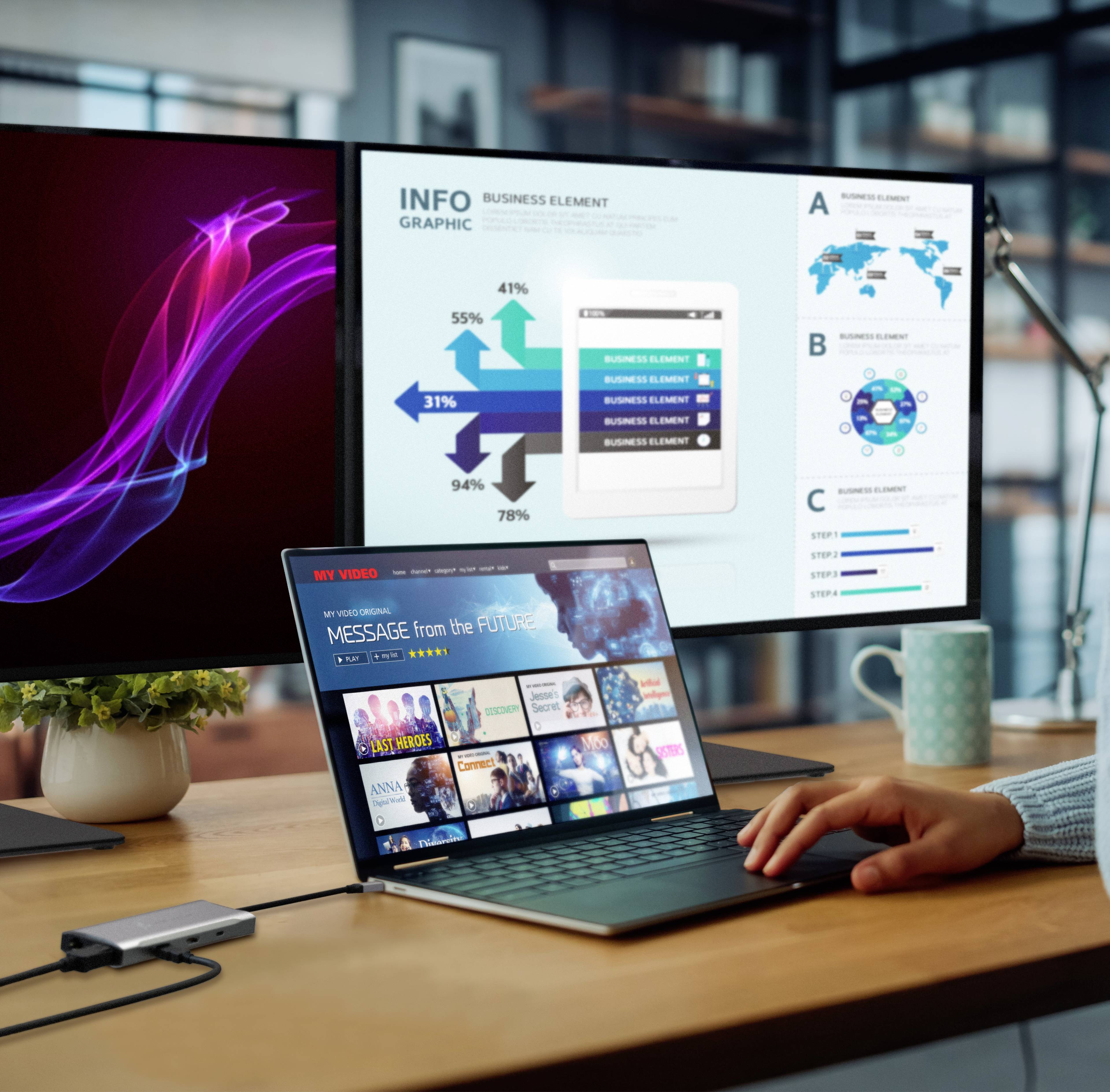 J5create USB-C® Mini-Dockingstation JCD397-N Passend für Marke: Apple, Microsoft integrierter Karte