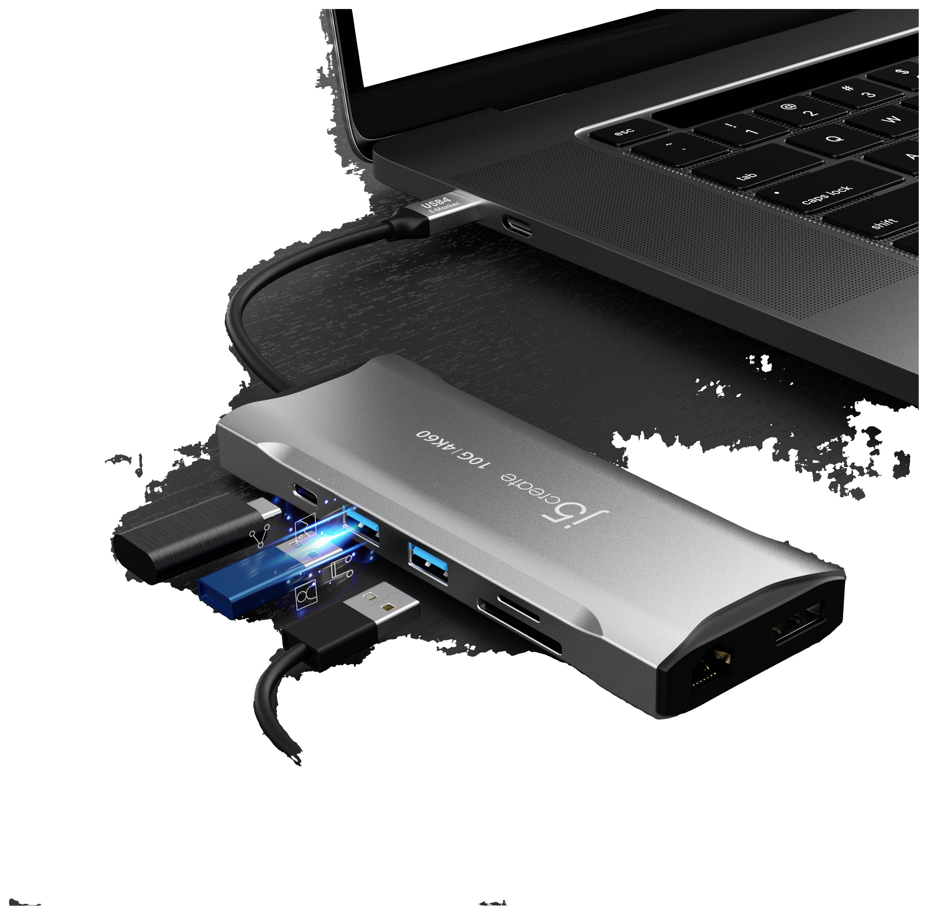 J5create USB-C® Mini-Dockingstation JCD397-N Passend für Marke: Apple, Microsoft integrierter Karte