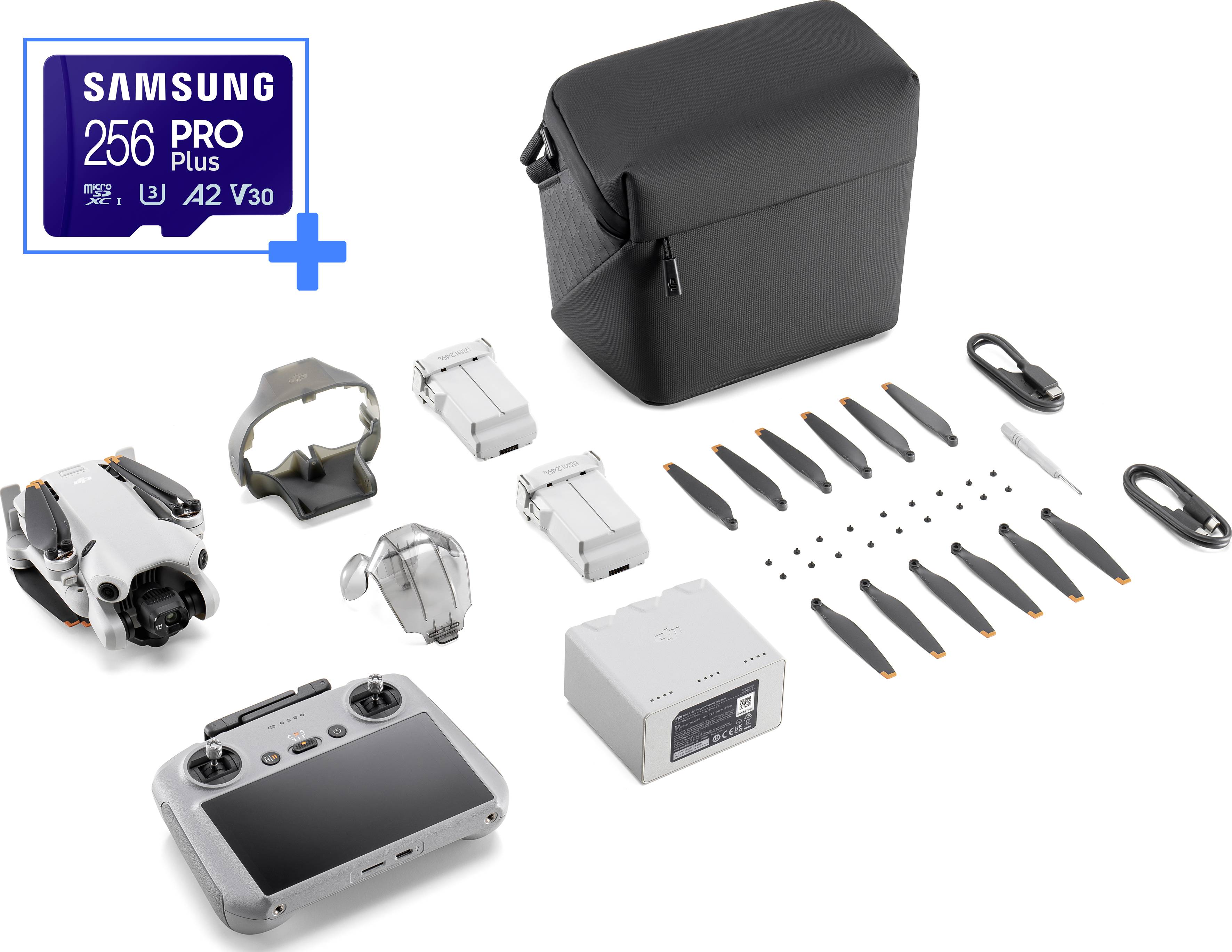 DJI Mini 4 Pro Fly More Combo inkl. Smart Controller Quadrocopter RtF Kameraflug Hellgrau (matt)