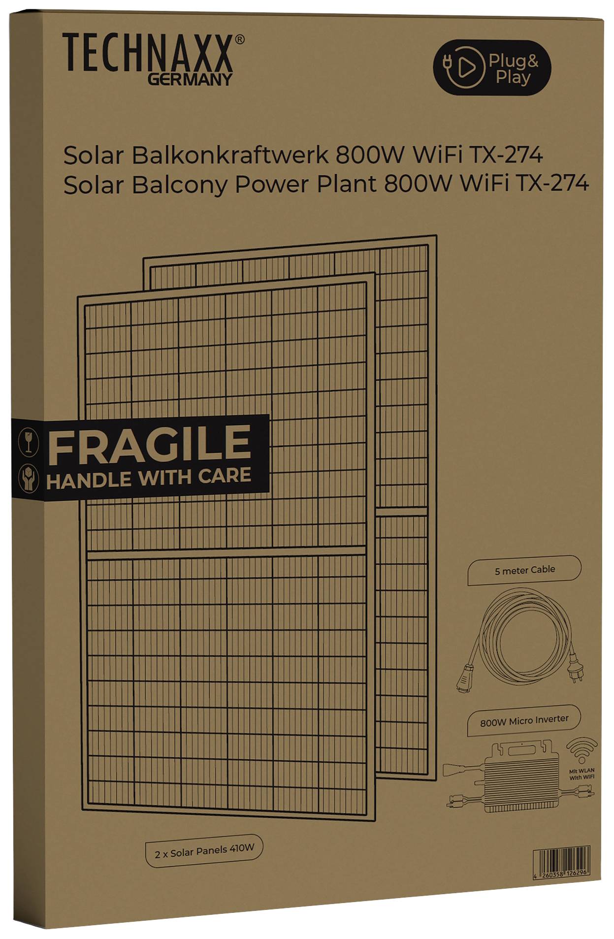 Technaxx TX-274 5121 Solar-Set 800 Wp inkl. Anschlusskabel, inkl. Wechselrichter