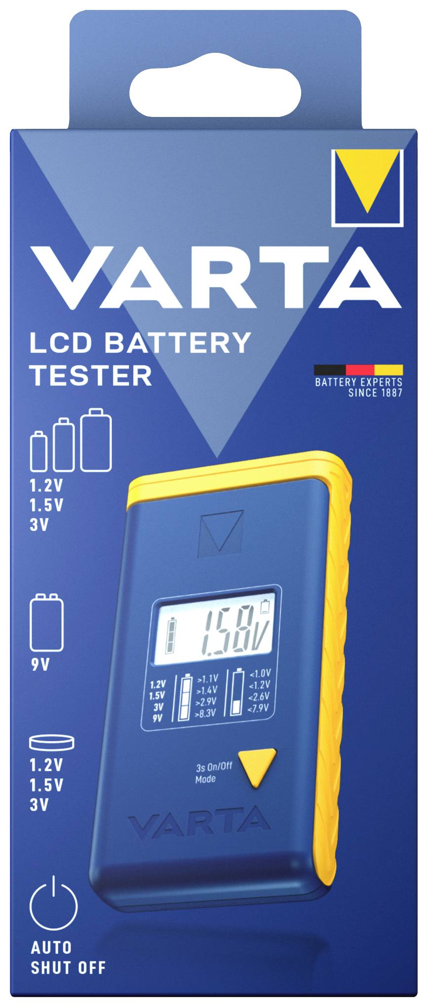 Varta Batterietester LCD Battery Test Messbereich (Batterietester) 1,2 V, 1,5 V, 3 V, 9V Akku, Batterie 00893 101 111