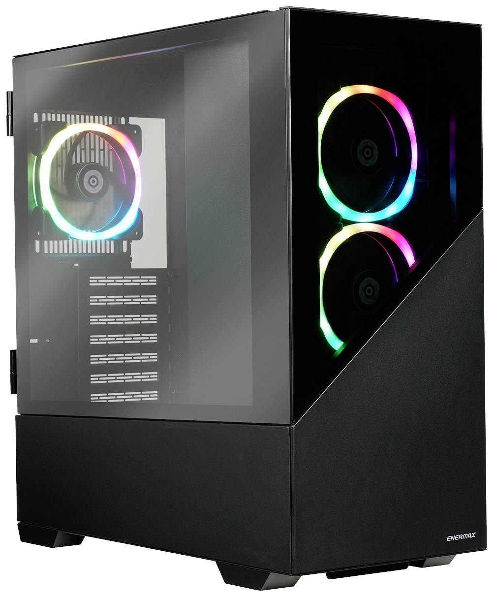 Enermax K8 Midi-Tower PC-Gehäuse Schwarz 3 Vorinstallierte LED Lüfter, Seitenfenster