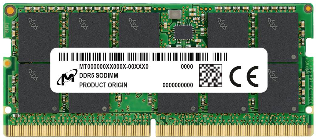 Micron MTC20C2085S1TC48BR Laptop-Arbeitsspeicher Modul Retail DDR5 32GB 1 x 32GB ECC 4800MHz 262pin SO-DIMM CL40