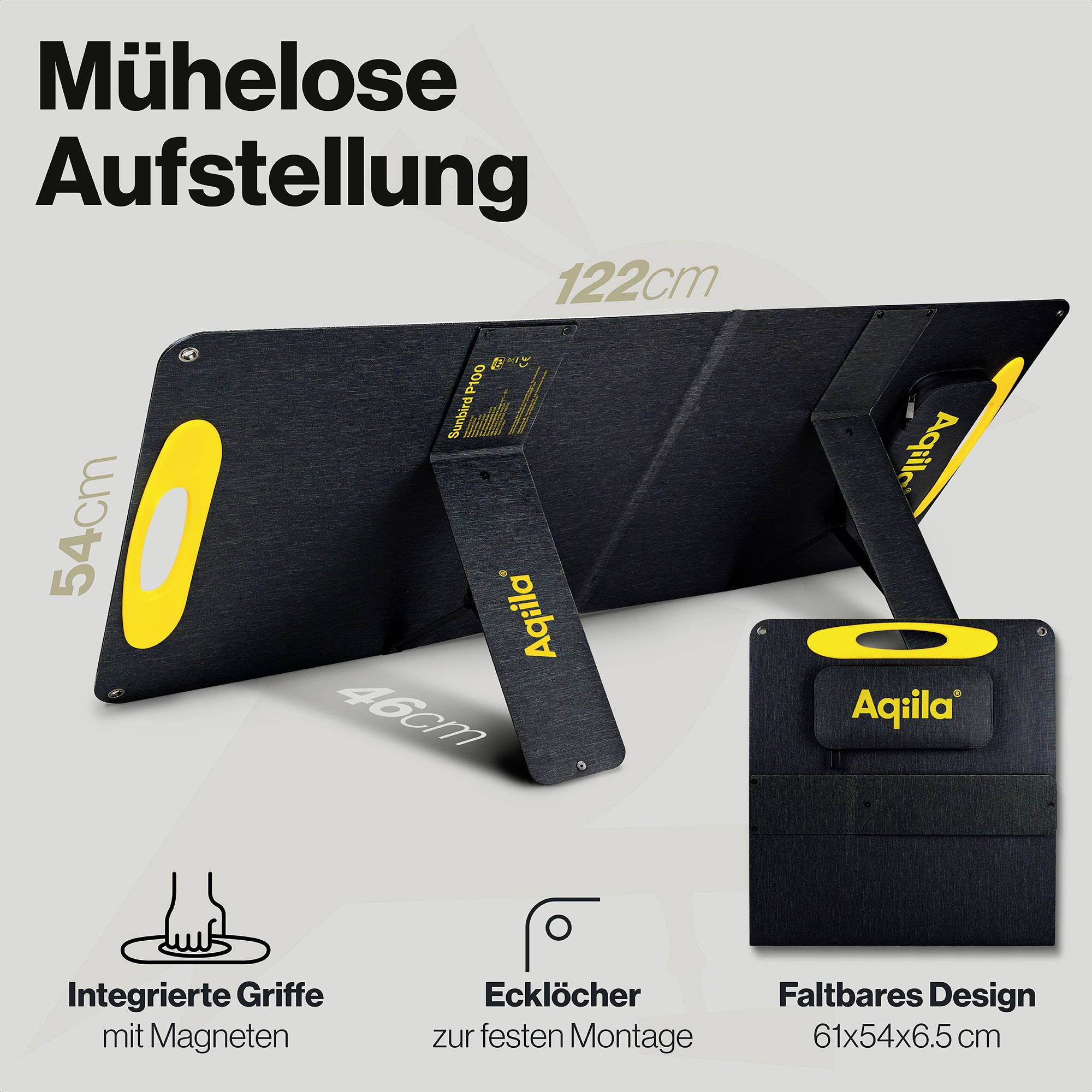 Aqiila SUNBIRD P100 AQSO100SUN003 Solar-Ladegerät Ladestrom Solarzelle 4.88A 100W