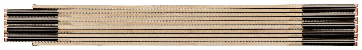 Zehn nebeneinanderliegende stäbchenartige Gegenstände mit schwarzem und hellem Streifenmuster.