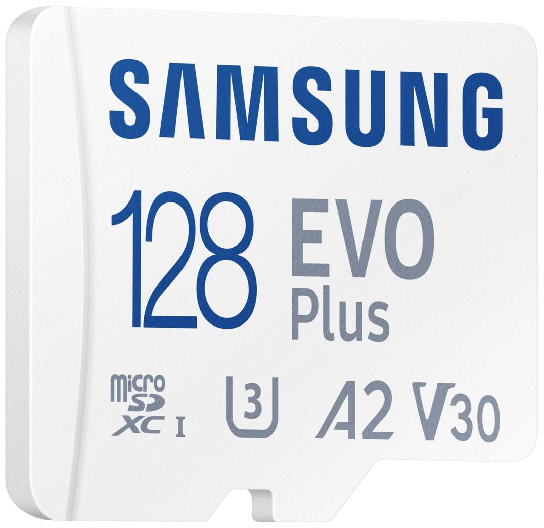 Samsung EVO Plus microSD-Karte Retail 128GB UHS-I, v30 Video Speed Class, A2 Application Performance Class inkl. SD-Adapter