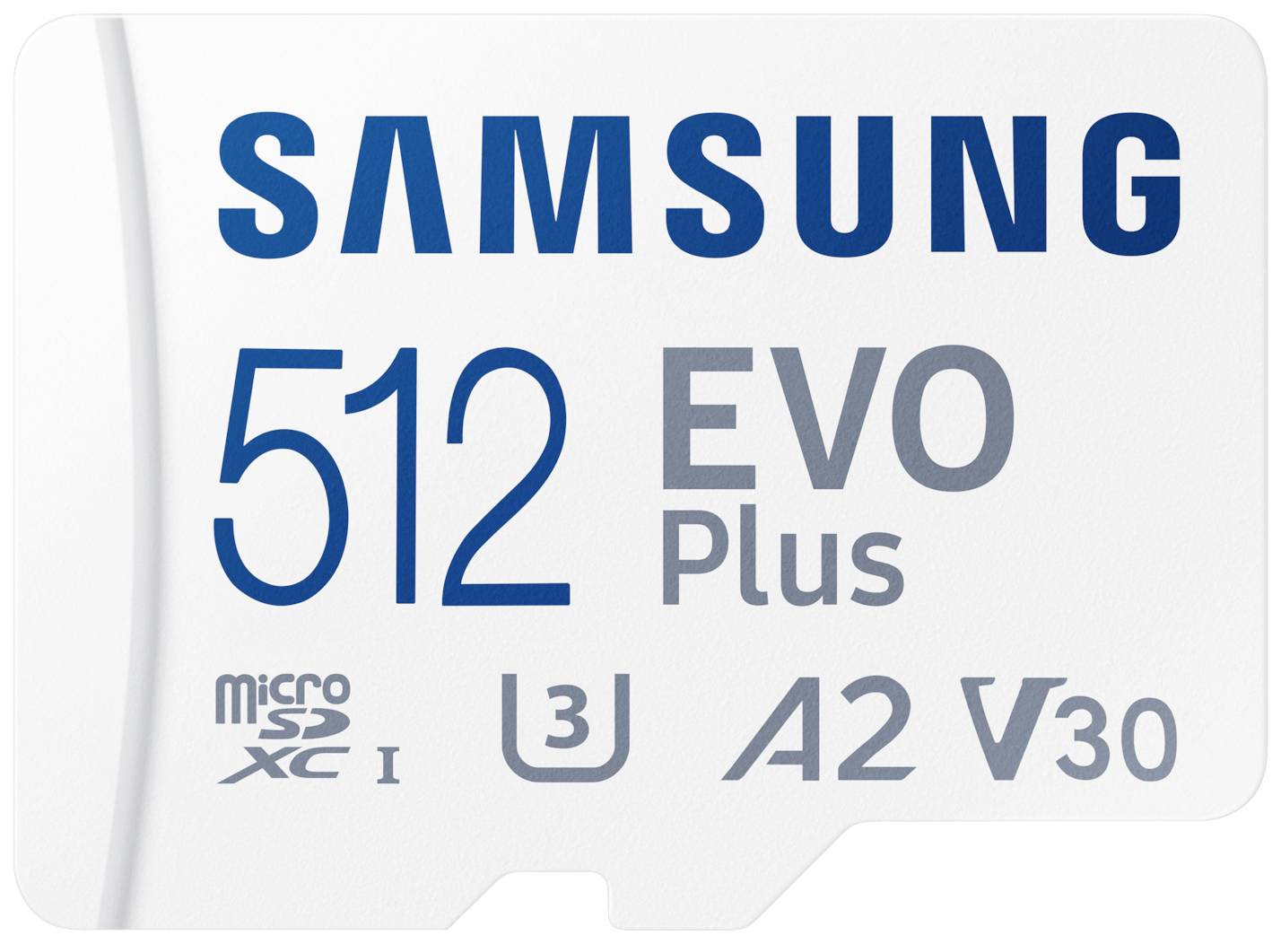 Samsung EVO Plus microSD-Karte Retail 512GB UHS-I, v30 Video Speed Class, A2 Application Performance Class inkl. SD-Adapter