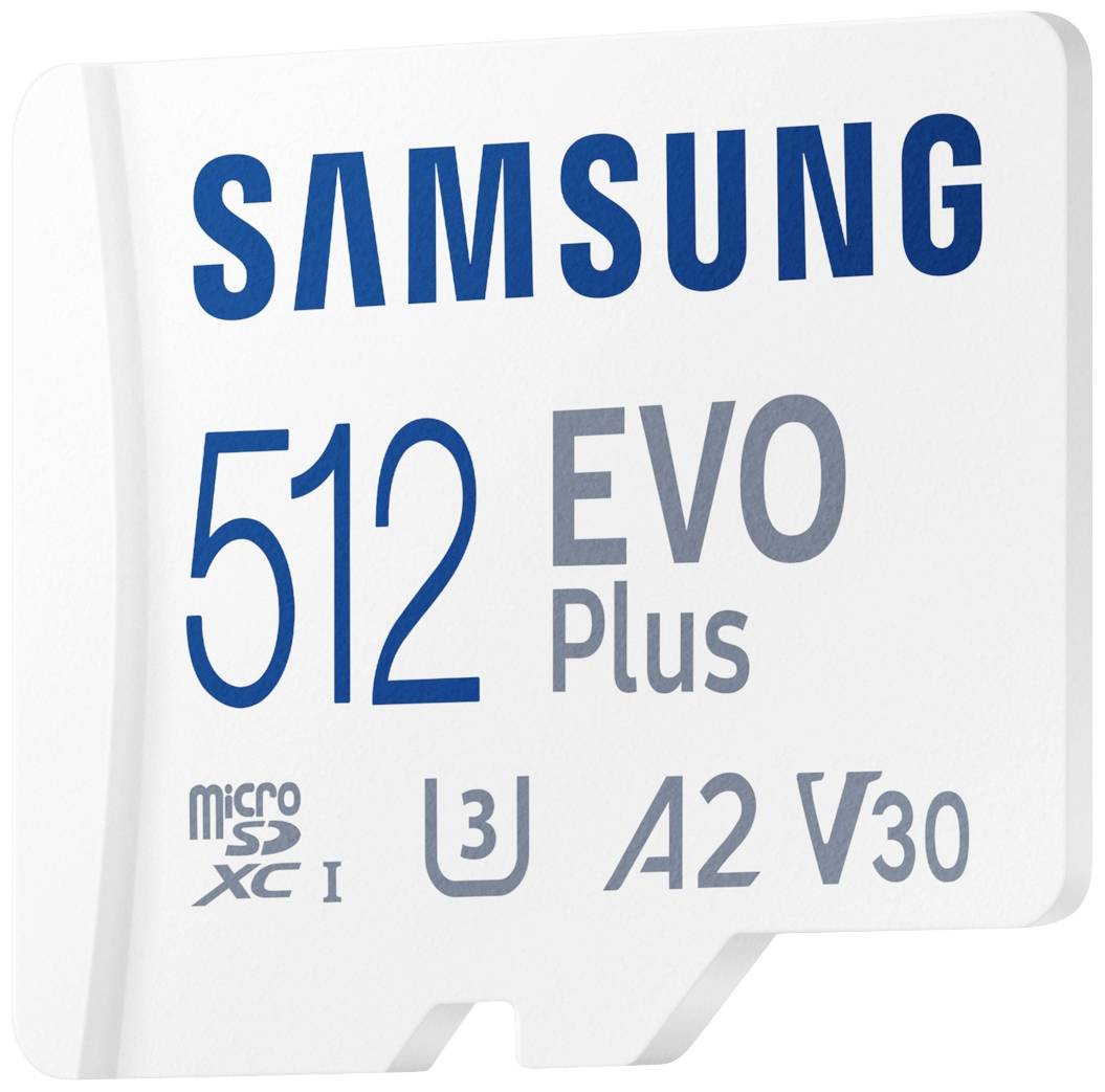Samsung EVO Plus microSD-Karte Retail 512 GB UHS-I, v30 Video Speed Class, A2 Application Performan