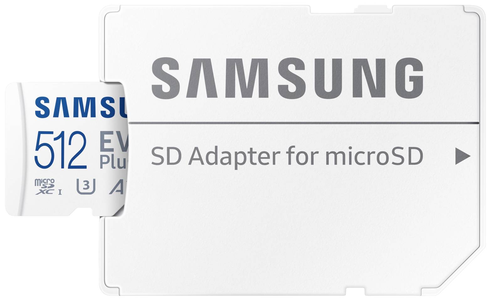 512 GB microSD-Karte von Samsung und SD-Adapter, EVO Plus Modell, geeignet für Smartphones und Tablets.