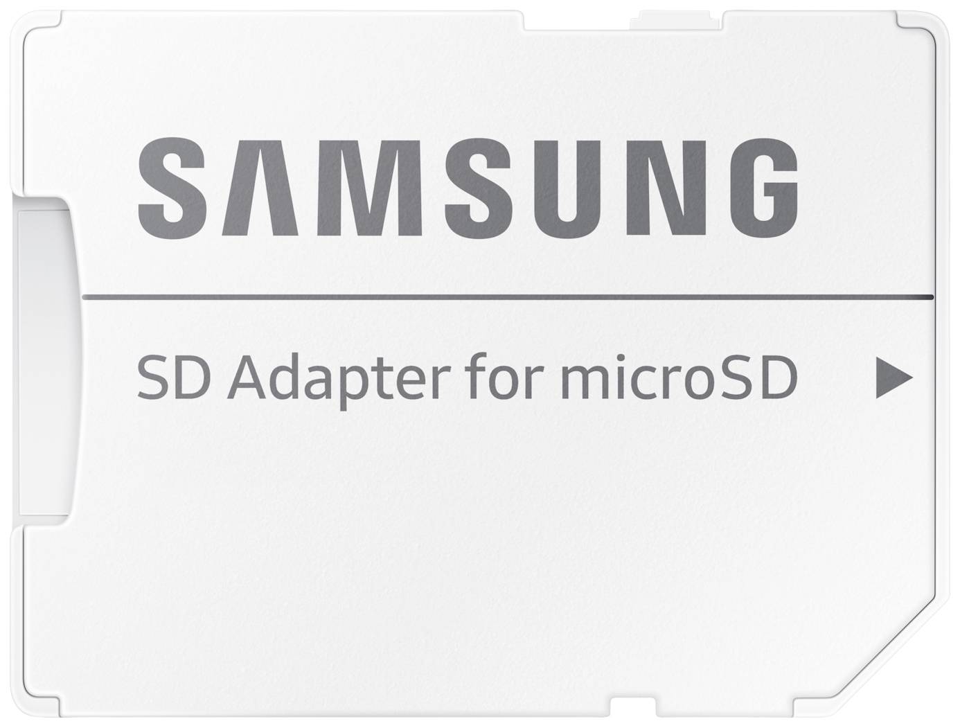 Samsung SD-Adapter für microSD-Karten, zeigt Markenname und Funktion als Verbindung von microSD-Karten mit Standard-SD-Steckplätzen.