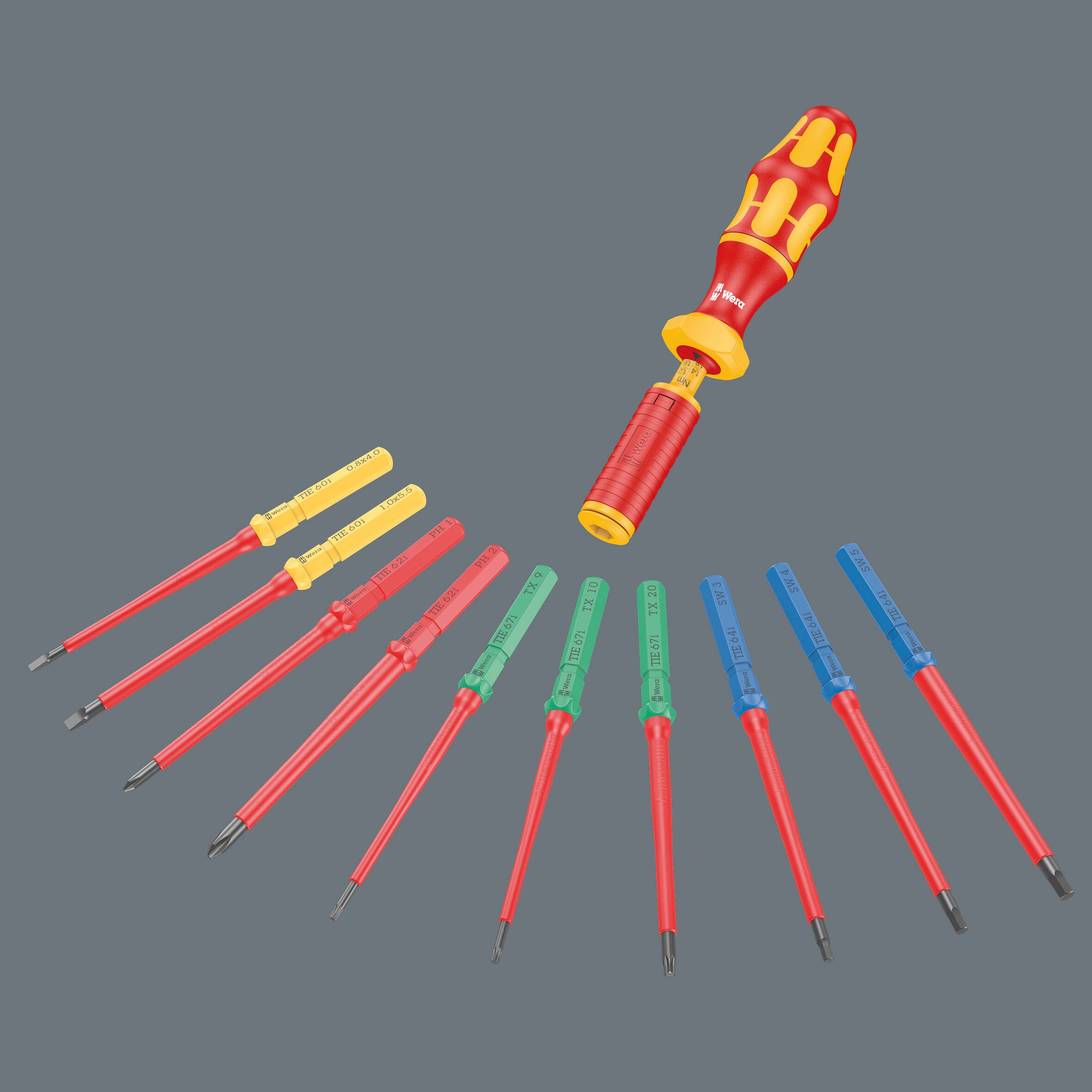 Wera Kraftform Kompakt VDE 15 Torque extra slim 1 Elektriker Wechselklingen-Set