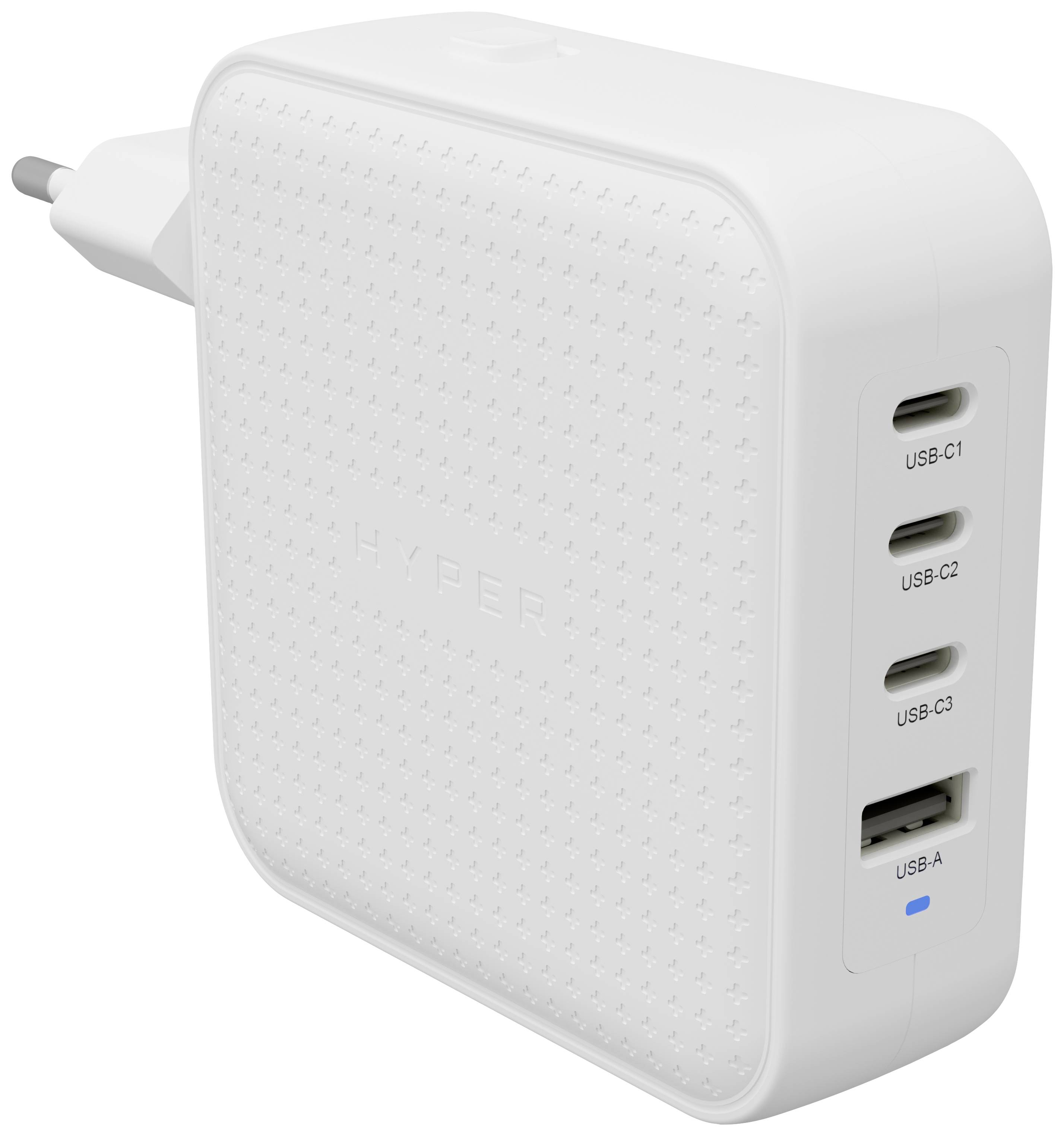 HYPER HyperJuice® 100W USB-C Reiseladeadapter 100W 1x USB-A, 3x USB-C® USB PD, USB PD 3.0, QC 2.0, QC 3.0, PPS Weiß GaN, mit