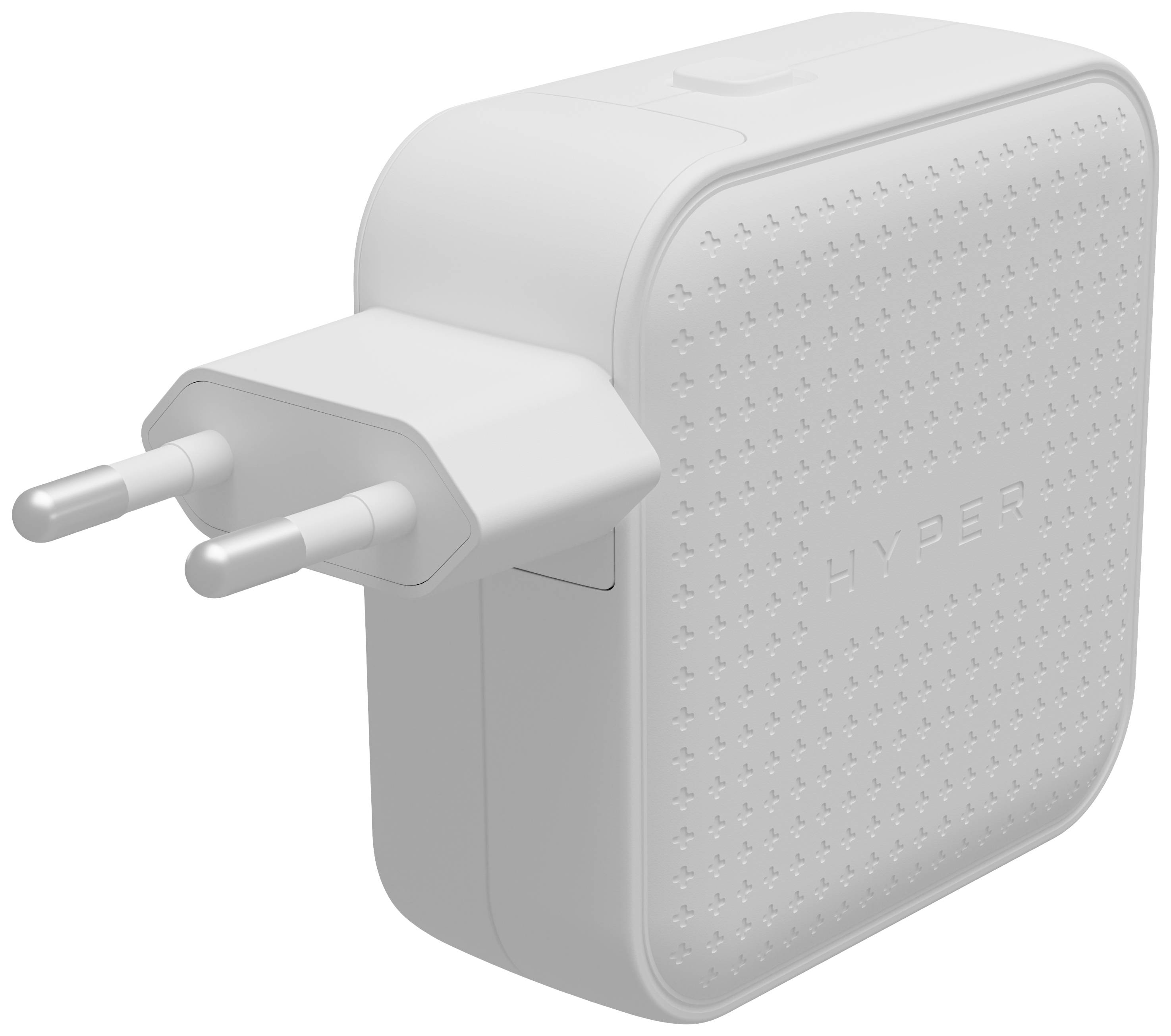 Weißes USB-Ladegerät mit europäischem Stecker und strukturiertem Gehäuse.