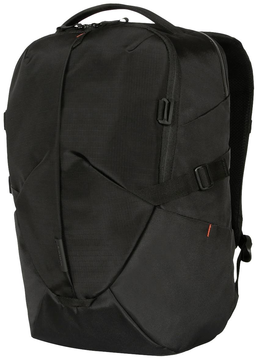 Ein schwarzer Rucksack mit mehreren verstellbaren Riemen und einem Tragegriff oben. Ideal für Reisen oder den täglichen Gebrauch.