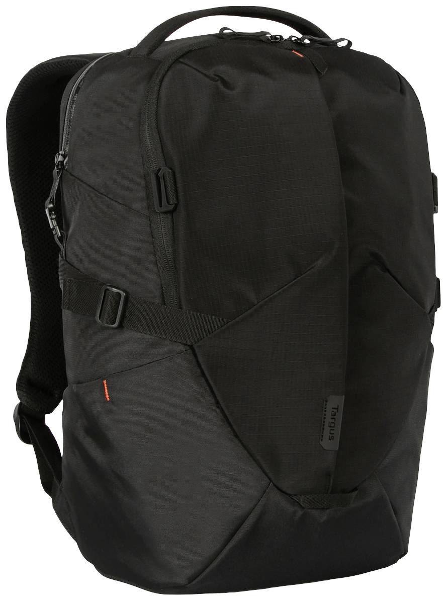 Schwarzer Rucksack mit schlichtem Design und mehreren Reißverschlüssen, geeignet für alltägliche Nutzung oder Reisen.