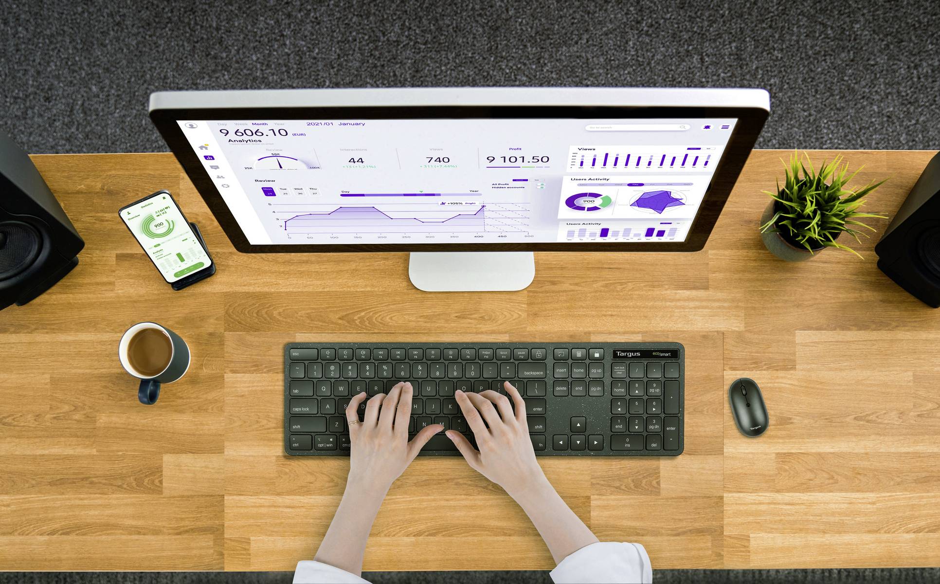 Targus EcoSmart™ Funk, Bluetooth® Tastatur Englisch, QWERTY Schwarz