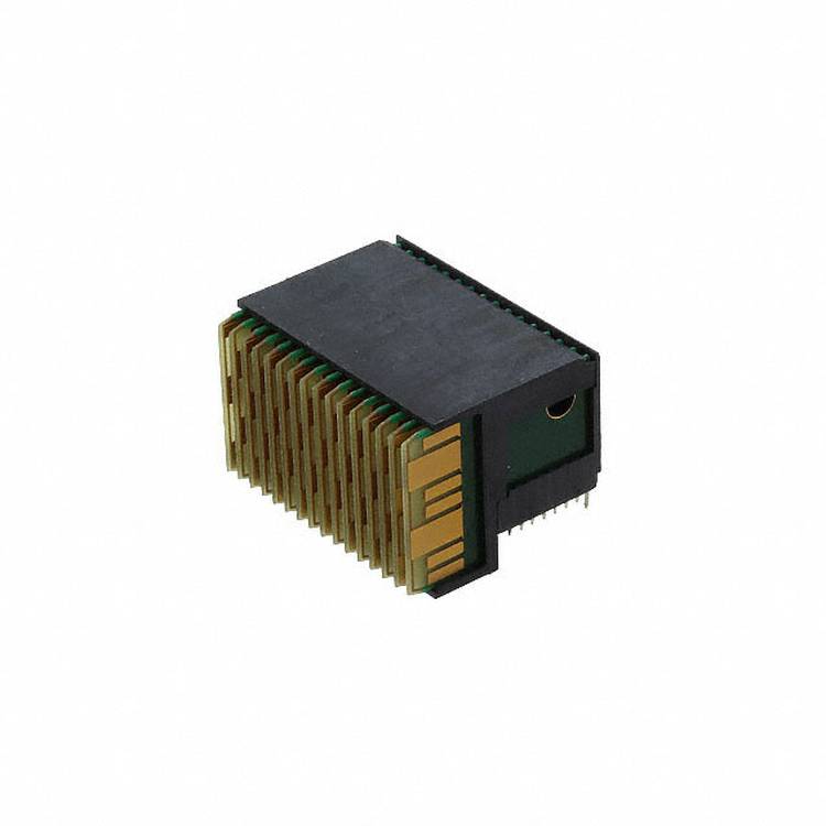 Ein Computerchip mit mehreren Goldkontakten, die in Reihen angeordnet sind, was anzeigt, dass es sich um ein Bauteil für elektronische Geräte handelt.