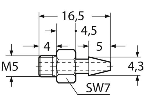 Kendrion Schlauchtülle 50704 8 bar (max) Außengewinde M5