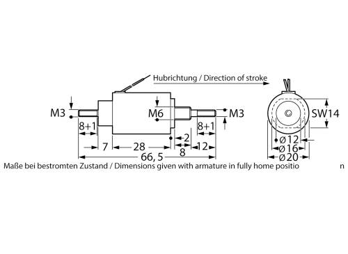 Kendrion RM 20-R-F-24V DC 100 ED Hubmagnet 1.45 N 2.9 N 24 V/DC 3.9W
