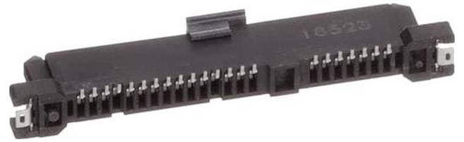 Ein schwarzer elektronischer Stecker mit mehreren Stiften, der zum Verbinden von Schaltungskomponenten in Geräten verwendet wird.