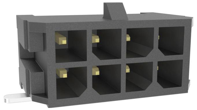 Schwarzer sechspoliger Elektrostecker mit vergoldeten Kontakten, entwickelt für sichere elektronische Verbindungen in Geräten und Ausrüstungen.