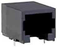 Eine schwarze elektrische Komponente mit rechteckiger Form, die einen offenen Schlitz auf der Vorderseite aufweist.